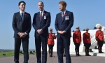 Prime Minister Justin Trudeau, left, Prince William, Duke of Cambridge and Prince Harry, right, stand during commemorations of the 100th anniversary of the Battle of Vimy Ridge at the WWI Canadian National Vimy Memorial in Vimy, France, Sunday, April 9, 2017. The commemorative ceremony at the memorial honors Canadian soldiers who were killed or wounded during the Battle of Vimy Ridge in April 1917. (Philippe Huguen/Pool Photo via AP)