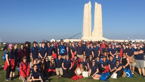 Students and local politicians attended Vimy’s 100th commemoration in France this past weekend.  (Vimy17Orillia/Twitter)