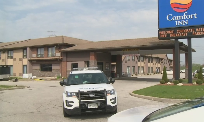 Windsor Police are looking for a suspect in a stabbing at a hotel on Dougall Avenue on Saturday, April 15, 2017. (Alana Hadadean / CTV Windsor)