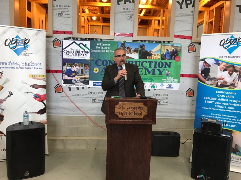 Executive superintendent of innovation and experiential learning Dan Fister talks about the new Construction Academy in Windsor, Ont., on Wednesday, April 19, 2017. (Angelo Aversa / CTV Windsor)