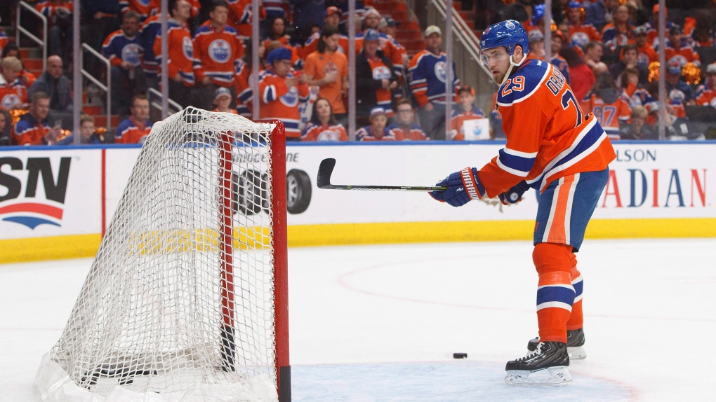 WATCH: Chris Tierney speared in crotch by Oilers' Leon Draisaitl – East Bay  Times
