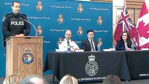 Members of York Regional Police provide an update into a child prostitution investigation, Friday, April 21, 2017.
