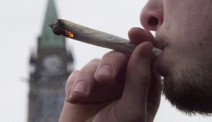 A man lights a marijuana joint as he participates in the 4/20 protest on Parliament Hill in Ottawa, April 20, 2015. (Adrian Wyld / THE CANADIAN PRESS)