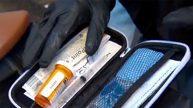 A Narcan (or naloxone) kit that can reverse the effects of an opioid overdose when administered three-to five minutes of the onset of symptoms.