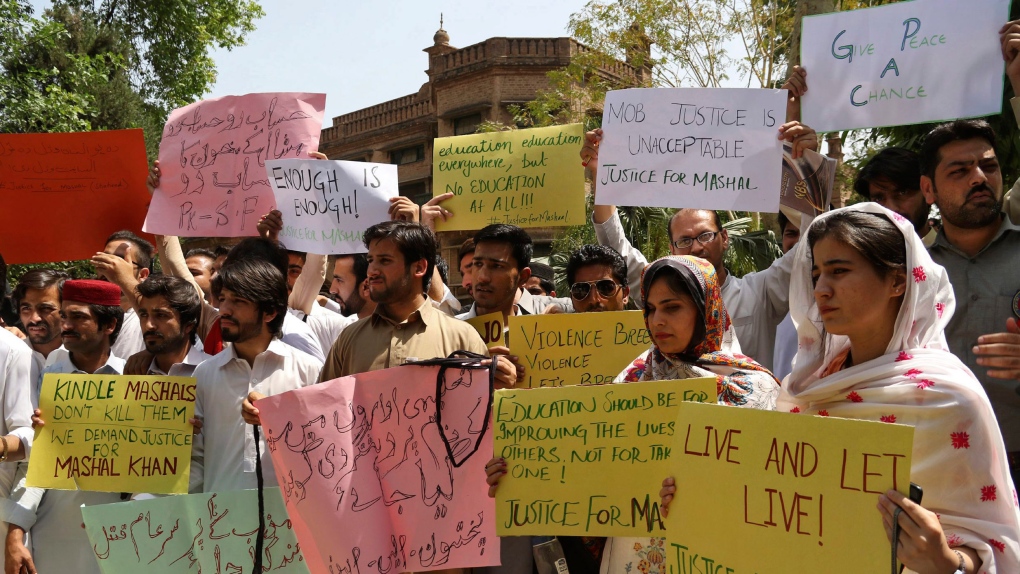 Students protest the killing of Mohammad Mashal