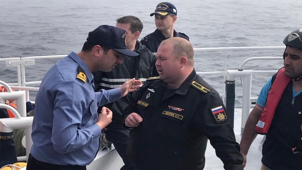 Russian navy ship sinks in the Black Sea