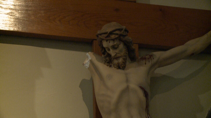 A vandal targeted Jesus on the Crucifix at the front of Ottawa's St. Patrick's Basilica moments before Sunday night mass. Jesus' arm was torn off and votive candles smashed, leaving a trail of destruction.  