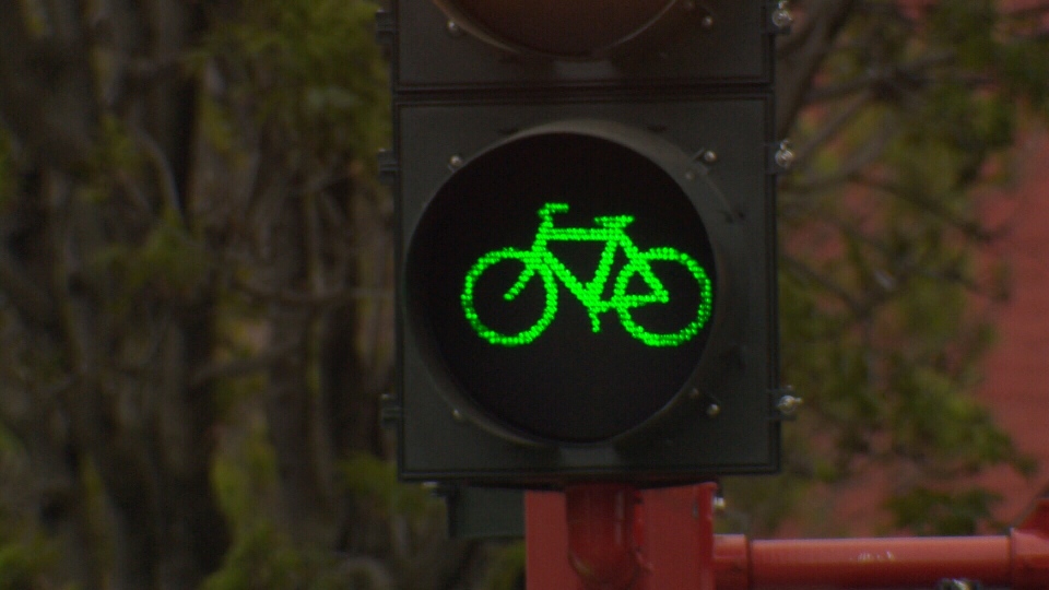 green signal light cyclists