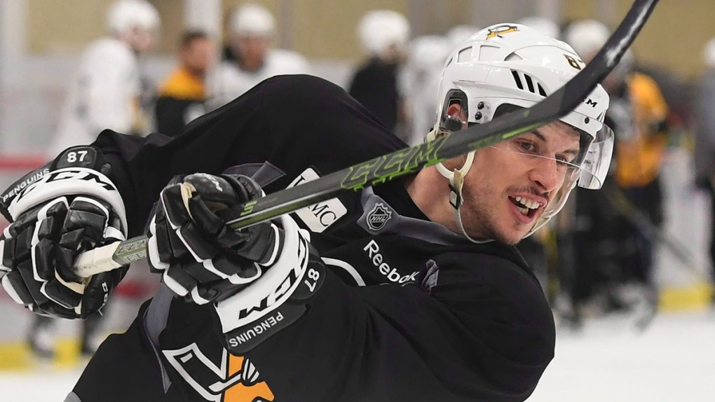 Sidney Crosby during a practice session