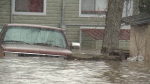 A pick up truck is seen half-submerged in the flood waters in Arnprior on Monday, May 8, 2017. (CTV Ottawa)
