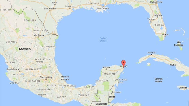 Cancun, Mexico is indicated on this map. (Google)