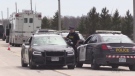 Provincial Police blocked off two properties in Huron and Bruce counties in the search for a wanted man on Thursday, May 11, 2017. (Scott Miller / CTV London)