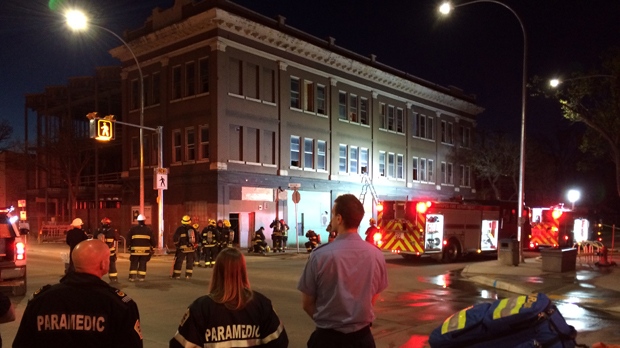 The Winnipeg Fire Paramedic Service's arson unit was dispatched after fire broke out in the old Merchants Hotel shortly after 9:30 p.m. Friday night. (Photo: John Schneider/CTV Winnipeg)