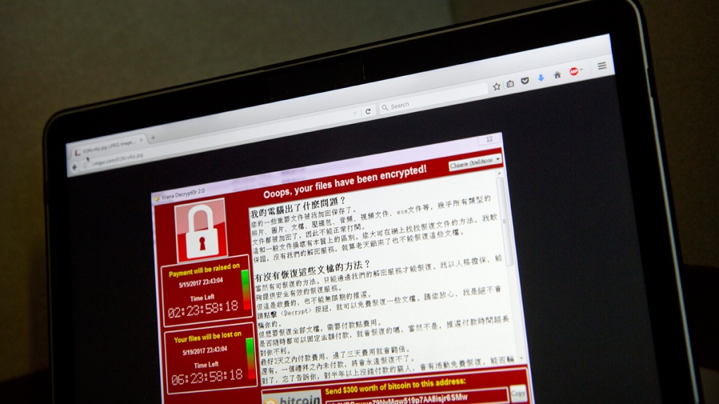 A screenshot of the 'WannaCry' warning screen