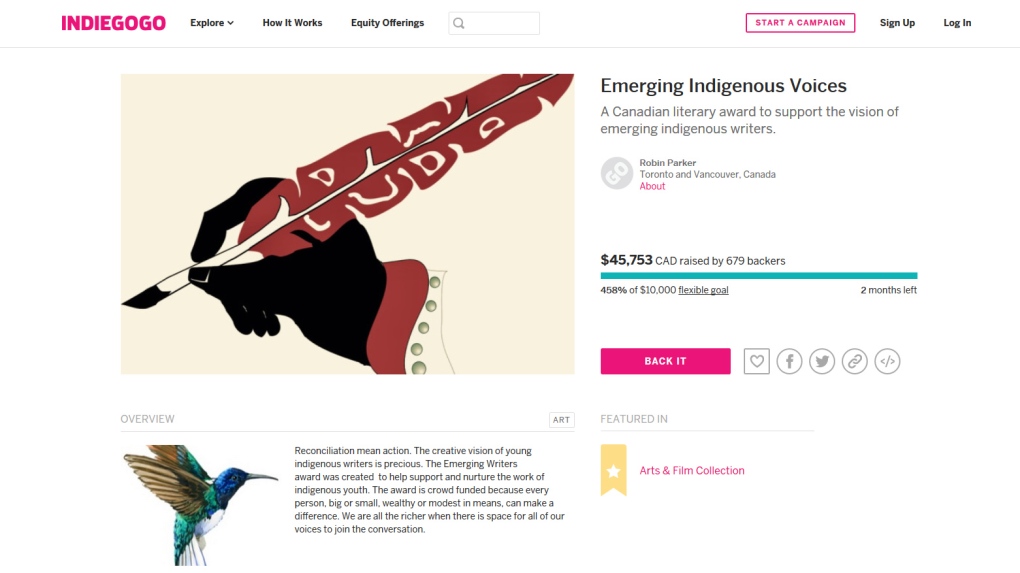 Indiegogo, Emerging Indigenous Voices