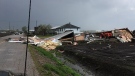 A barn was blown over during a thunderstorm in Holland Marsh, Ont. on Thursday, May 18, 2017. (Nick/ Twitter)