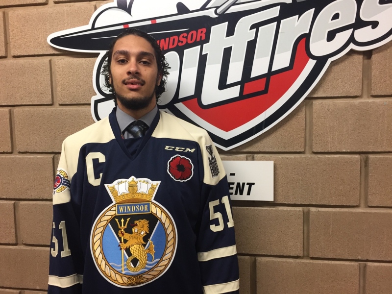 The CHL commemorative jersey is worn by Jalen Chatfield
