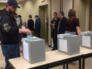Flex-N-Gate employees vote on Sunday, May 21, 2017 to accept the second agreement reached with the company.
(Alana Hadadean / CTV Windsor) 