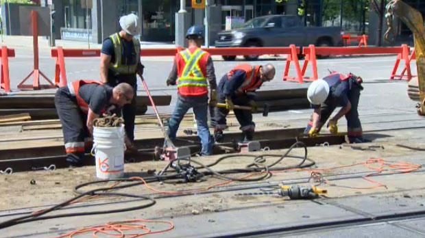 LRT track replacement - downtown Calgary