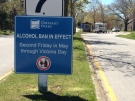 This sign reminds visitors about the alcohol ban at Rondeau Provincial Park. (Chris Campbell / CTV Windsor) 