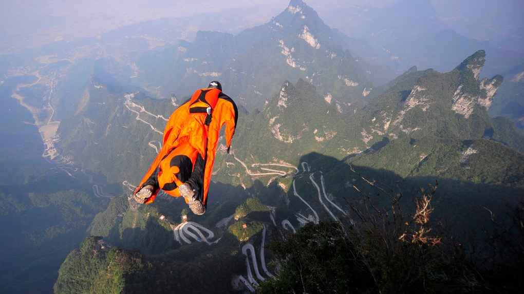 A skydiver in China