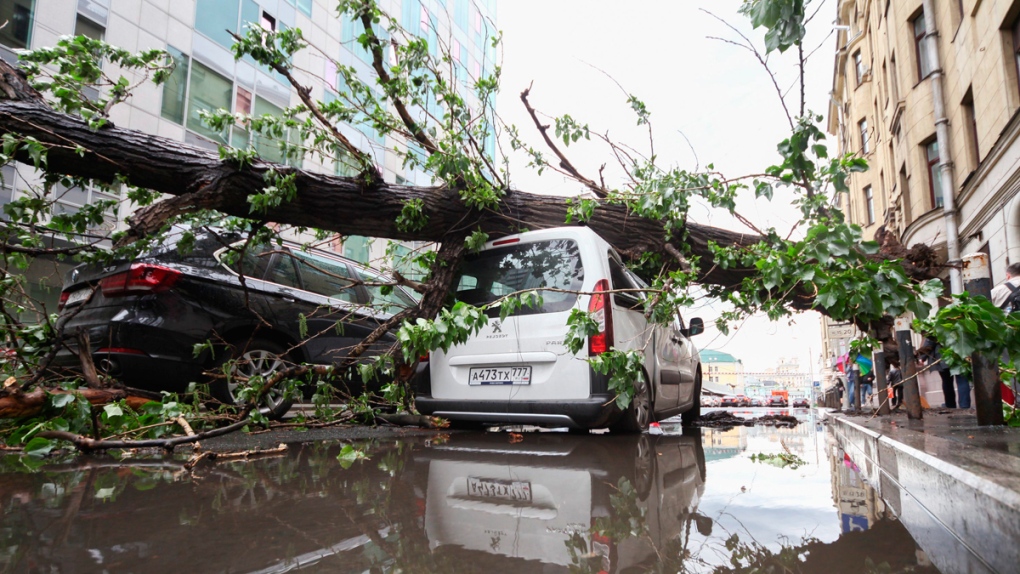 Storm damage in Moscow, Russia