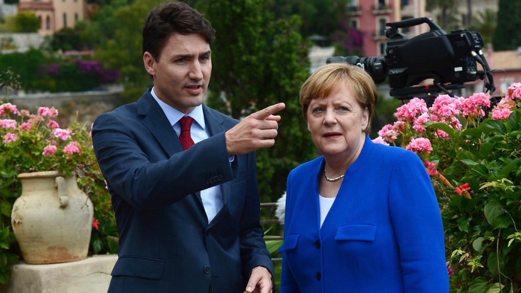 Trudeau and Merkel in Taormina