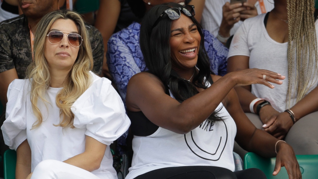 Serena Williams, centre, at the French Open