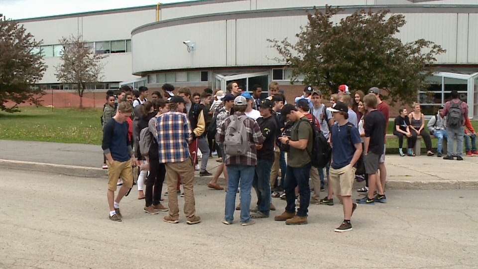 Students outside West Carleton Secondary School.