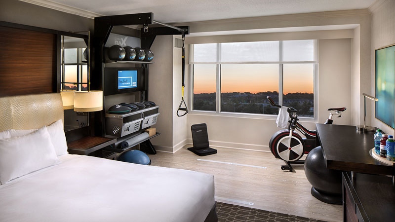 In-room fitness in Hilton hotel