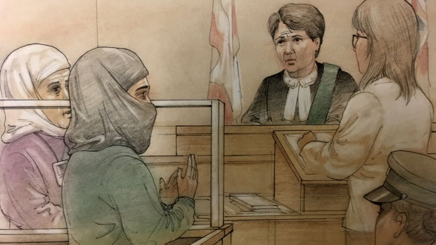 A woman charged in connection with an incident at a Scarborough Canadian Tire location appeared in court on June 6, 2017. (Sketch by John Mantha) 