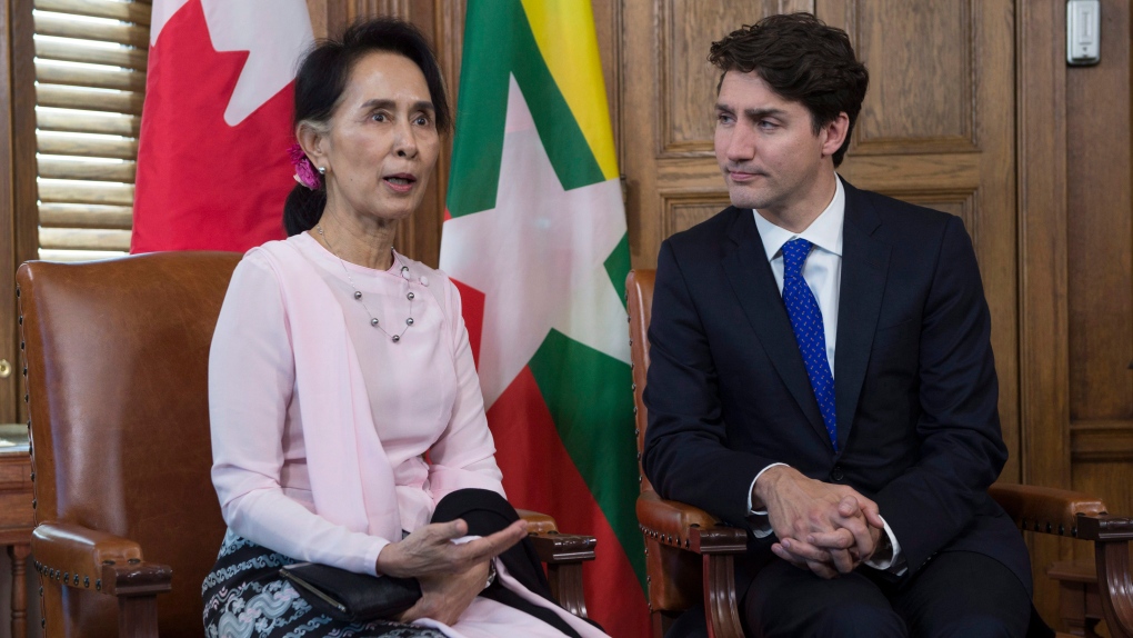 Aung San Suu Kyi and Justin Trudeau 