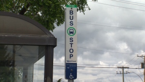 A bus stop in the 200-block of Burnside Road West in Saanich is pictured on June 9, 2017. (CTV News)