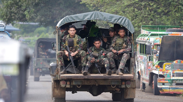 Military vehicle on the outskirts of Marawi city