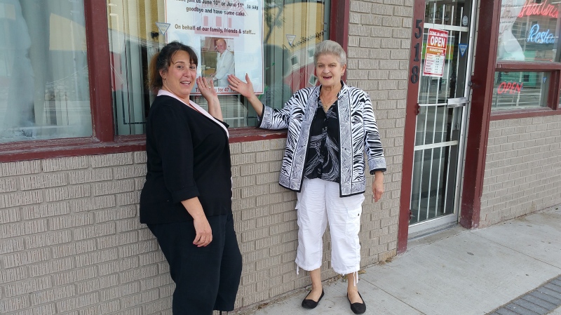 Angela Damianakos (left), the daughter of the original owner, moved back to Winnipeg from Toronto to help sell the restaurant after her father Gus passed away last summer. (Source: Daniel Timmerman/CTV Winnipeg)