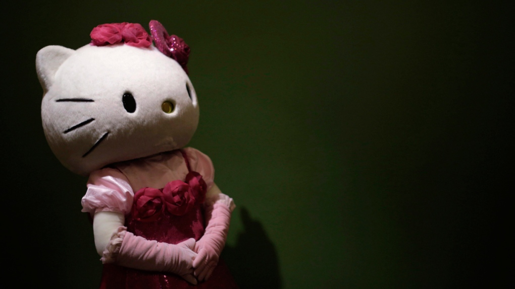 A model dressed as Japanese character Hello Kitty