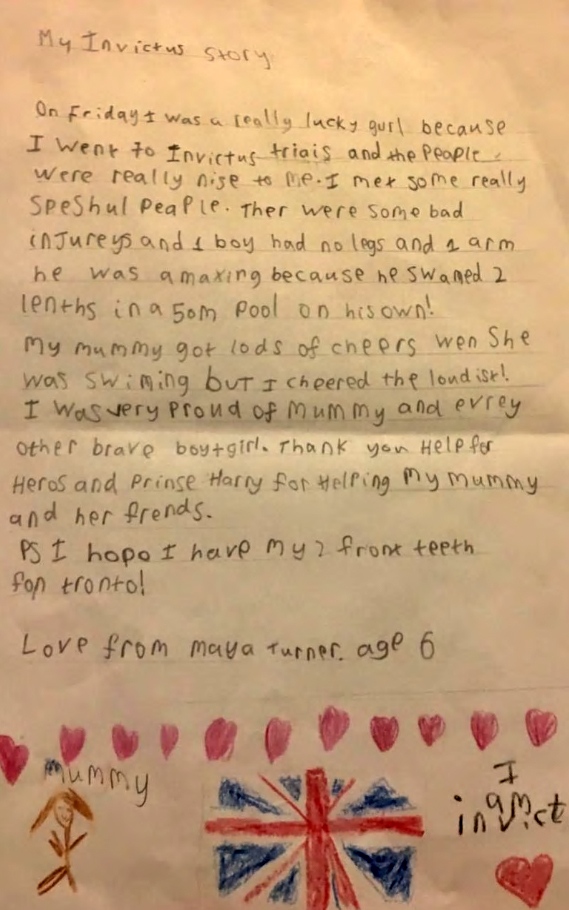 Letter by Sgt. Michelle Turner's daughter, Maya
