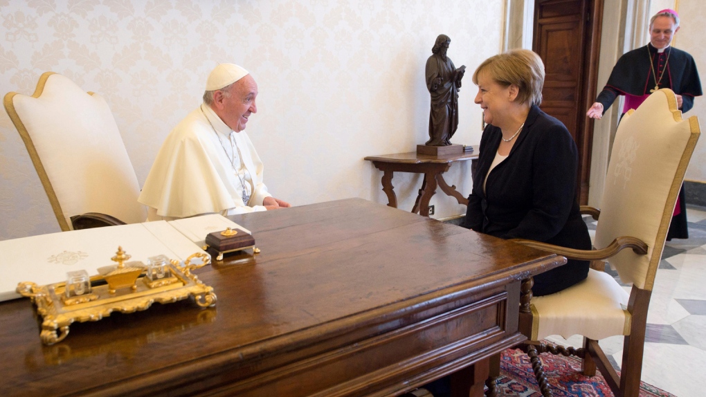 Pope Francis and German Chancellor Angela Merkel 