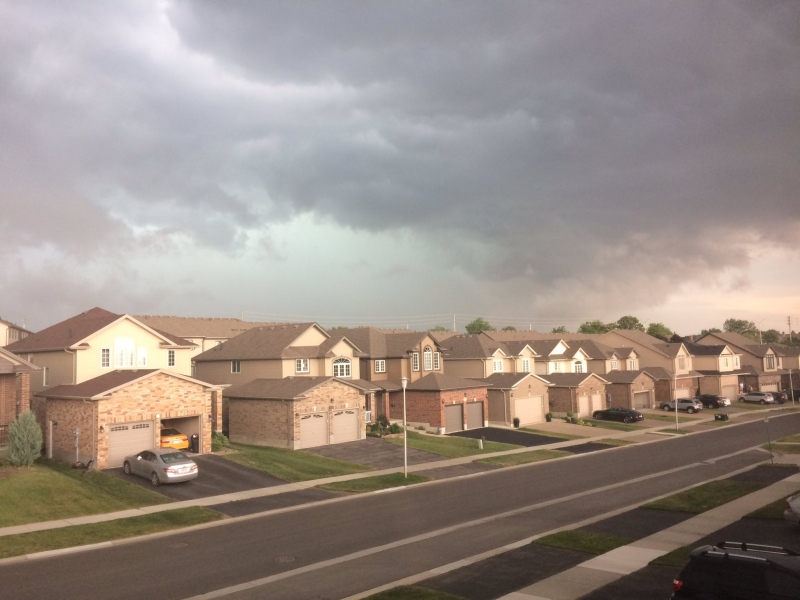 Ominous skies appear over north London as Environment Canada issues a tornado warning on Saturday, June 17, 2017.
(Celine Moreau / CTV London)