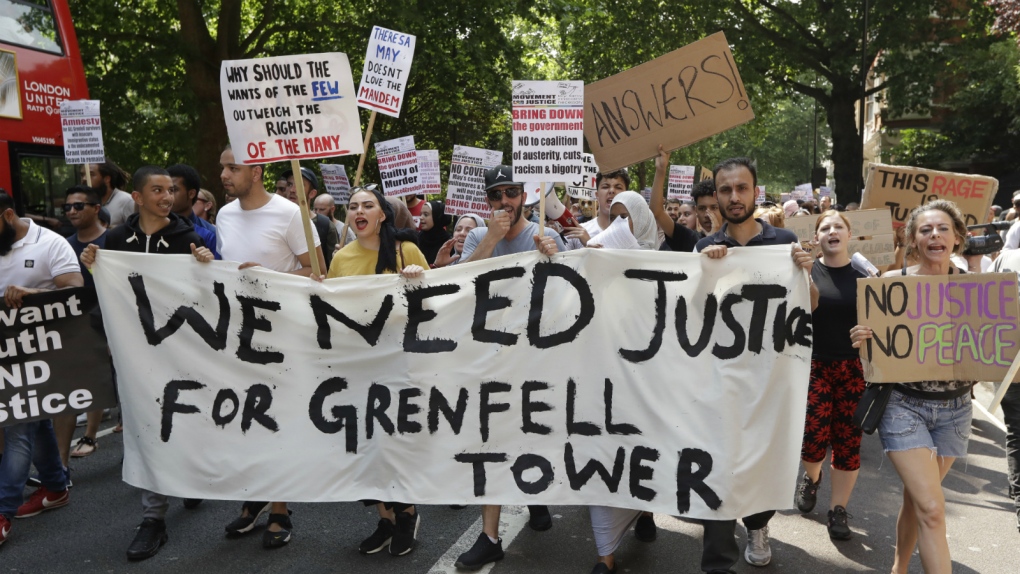 Protest after Grenfell Tower fire