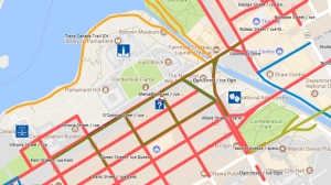 Map of streets that will be closed to vehicles in Ottawa and Gatineau for Canada Day celebrations.