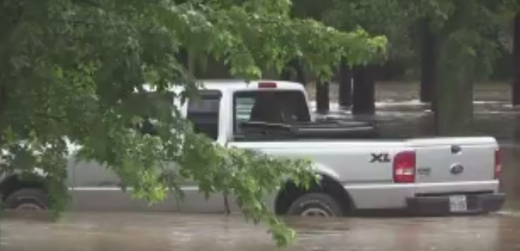 Large amounts of rain causes flooding in Harriston, Ont., on June 23, 2017. (Scott Miller / CTV London)  