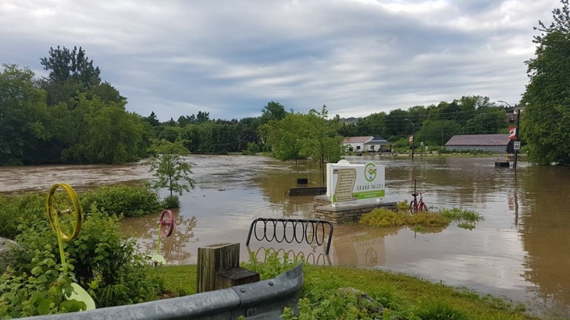 Residents in Grand Valley, Ont. say this is the worst flooding they've seen in 20 years. High water levels can be seen on Friday, June 23, 2017. (Steve Smalls)