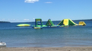 A new floating water-park is set to open in Barrie, Ont on June 25, 2017 (CTV Barrie Brandon Gonez).