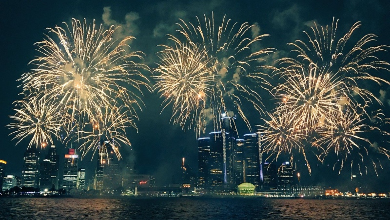 Fireworks light up the sky over the Detroit River on Monday, June 26, 2017. (Rich Garton / CTV Windsor)