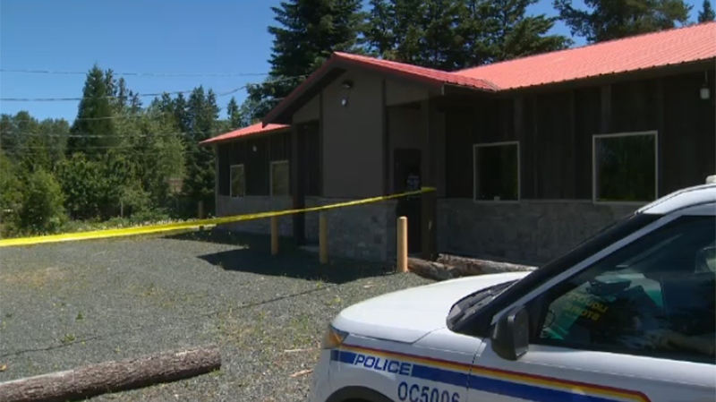 Mounties were seen combing over an area near the Frontiersman Bar and Grill on the Alberni Highway as early as 7 a.m., according to witnesses. June 26 ,2017. (CTV Vancouver Island)