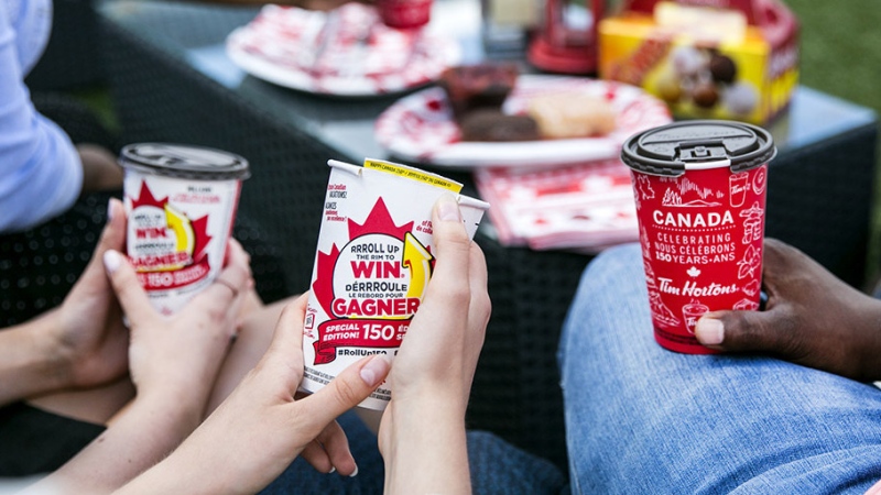 Tim Hortons launched a special edition of its popular "Roll Up The Rim To Win" contest in honour of Canada's 150th birthday. (Tim Hortons) 