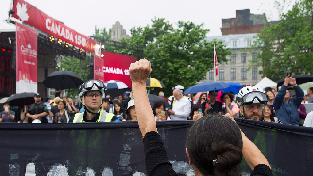 Protestors in Montreal