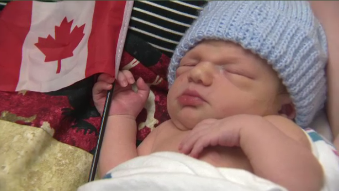 Cole Sanders was the first Canada Day baby born at Guelph General Hospital. (July 1, 2017)