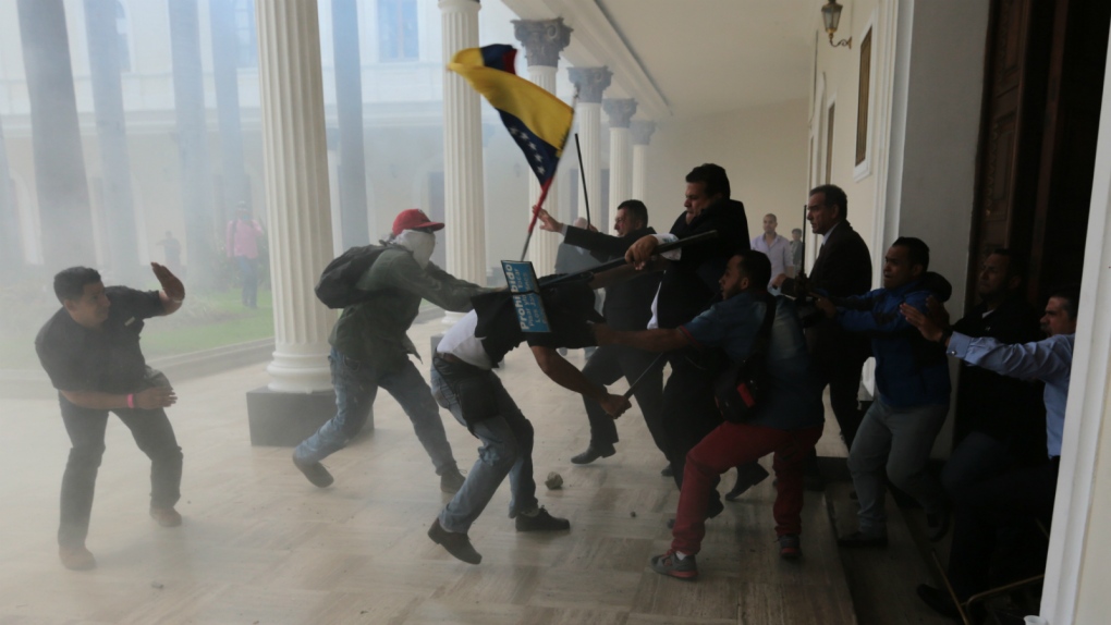 Protesters swarm Venezuela congress